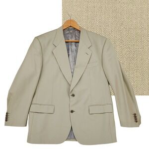 Issimo Blazer 46R Mens Beige Virgin Wool Micro Houndstooth Sport‎ Coat Italy